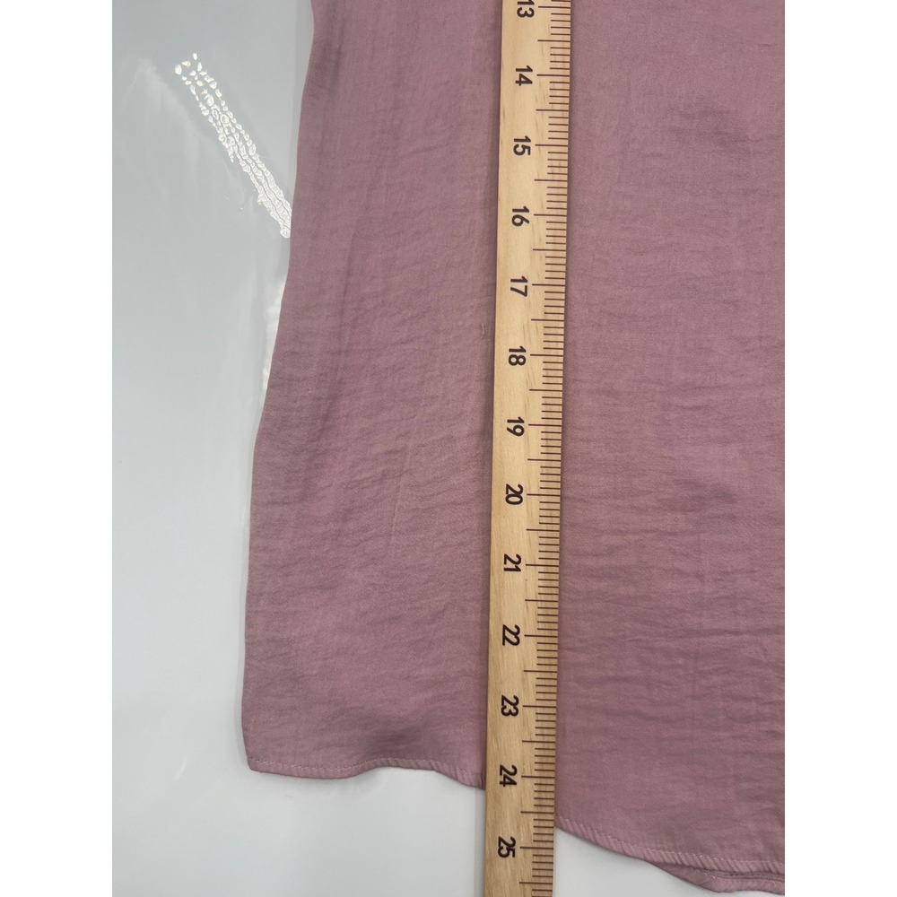 Rachel Zoe Mauve Pink Flutter Sleeve V-Neck Button Front Blouse XL - Picture 5 of 6